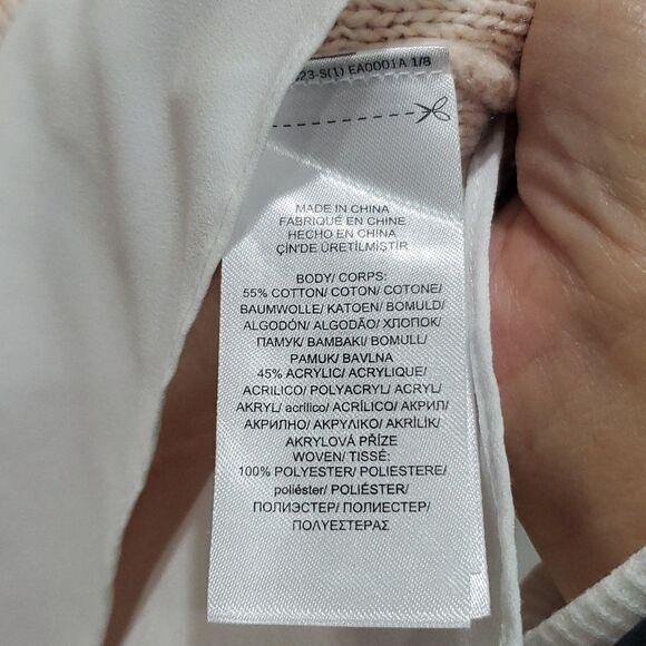 Lauren Ralph Lauren Pull Over Peach Cardigan, Faux Collar, Size Medium - Picture 5 of 9